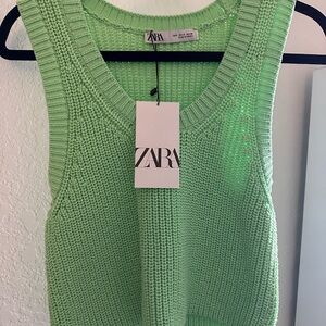 Zara Mint Green Sleeveless Knit Top